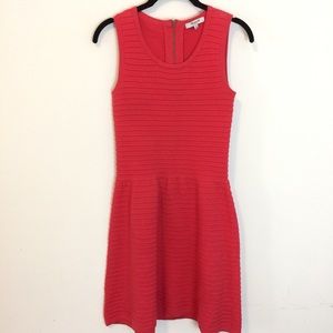 Madewell Red Ribbed Textured Sleeveless Dress